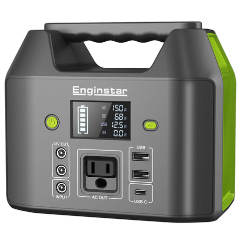 EnginStar portable power station front view powering outdoor devices