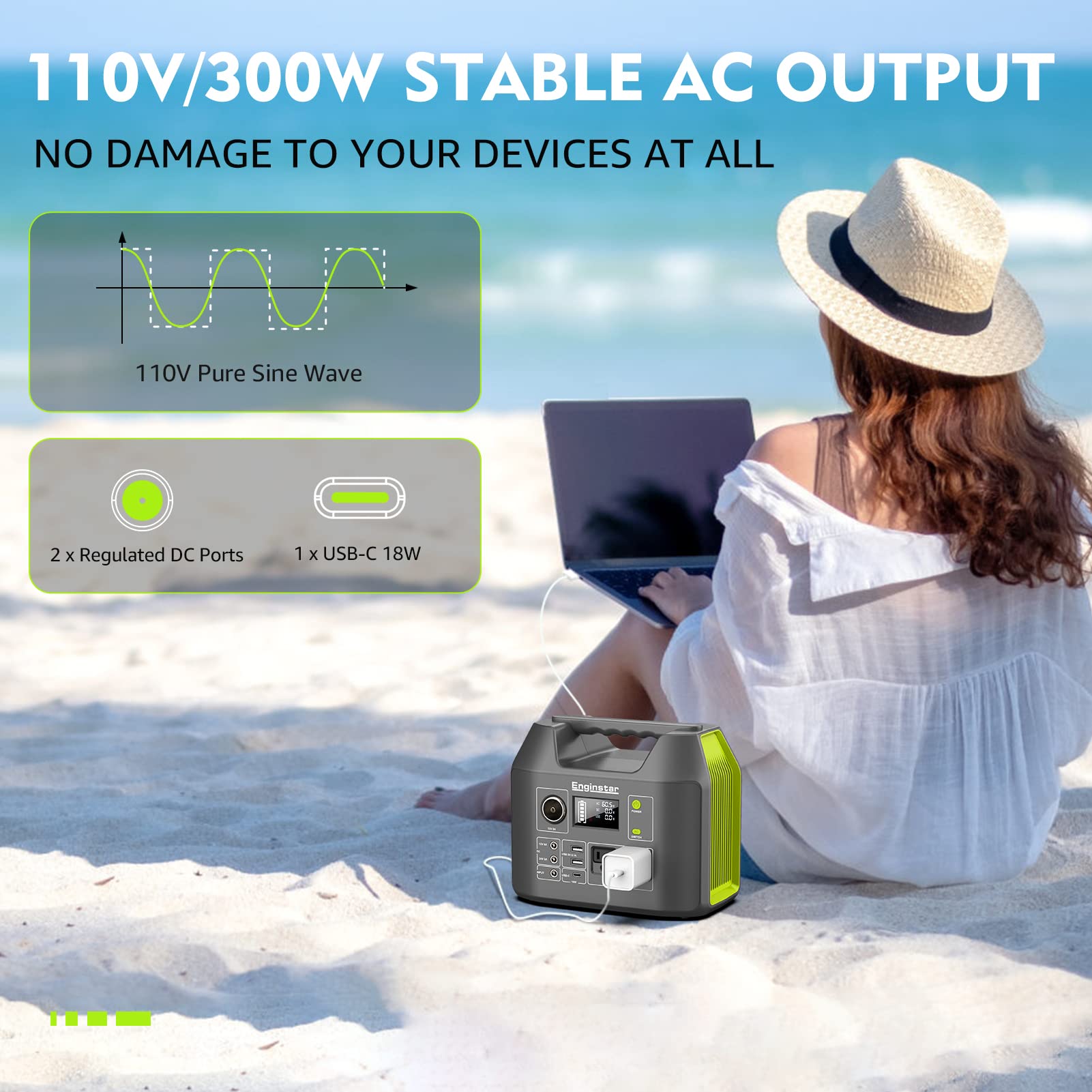 EnginStar 300W unit in compact size ideal for camping trips