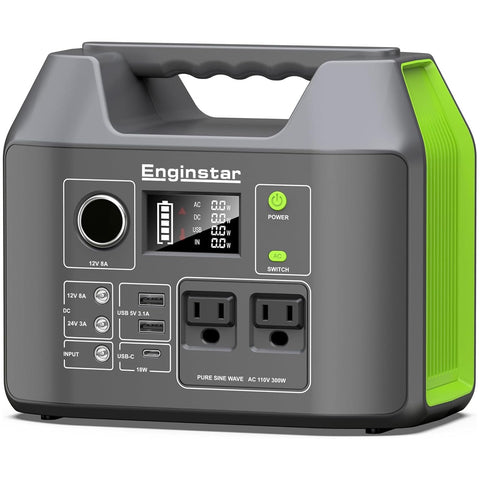 EnginStar solar generator front view showing compact design for on-the-go power