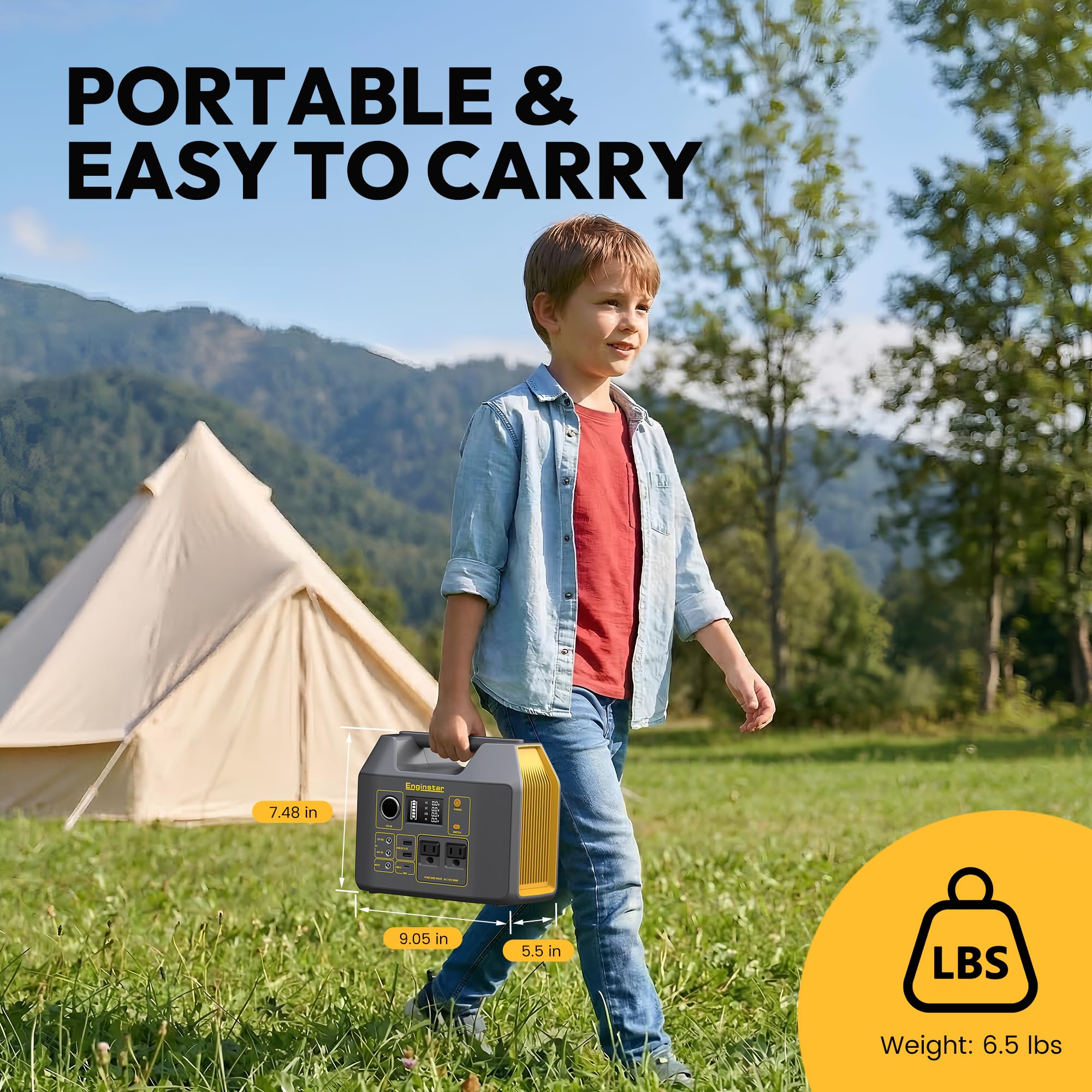 EnginStar USB and USB-C ports fast-charge phones and tablets.