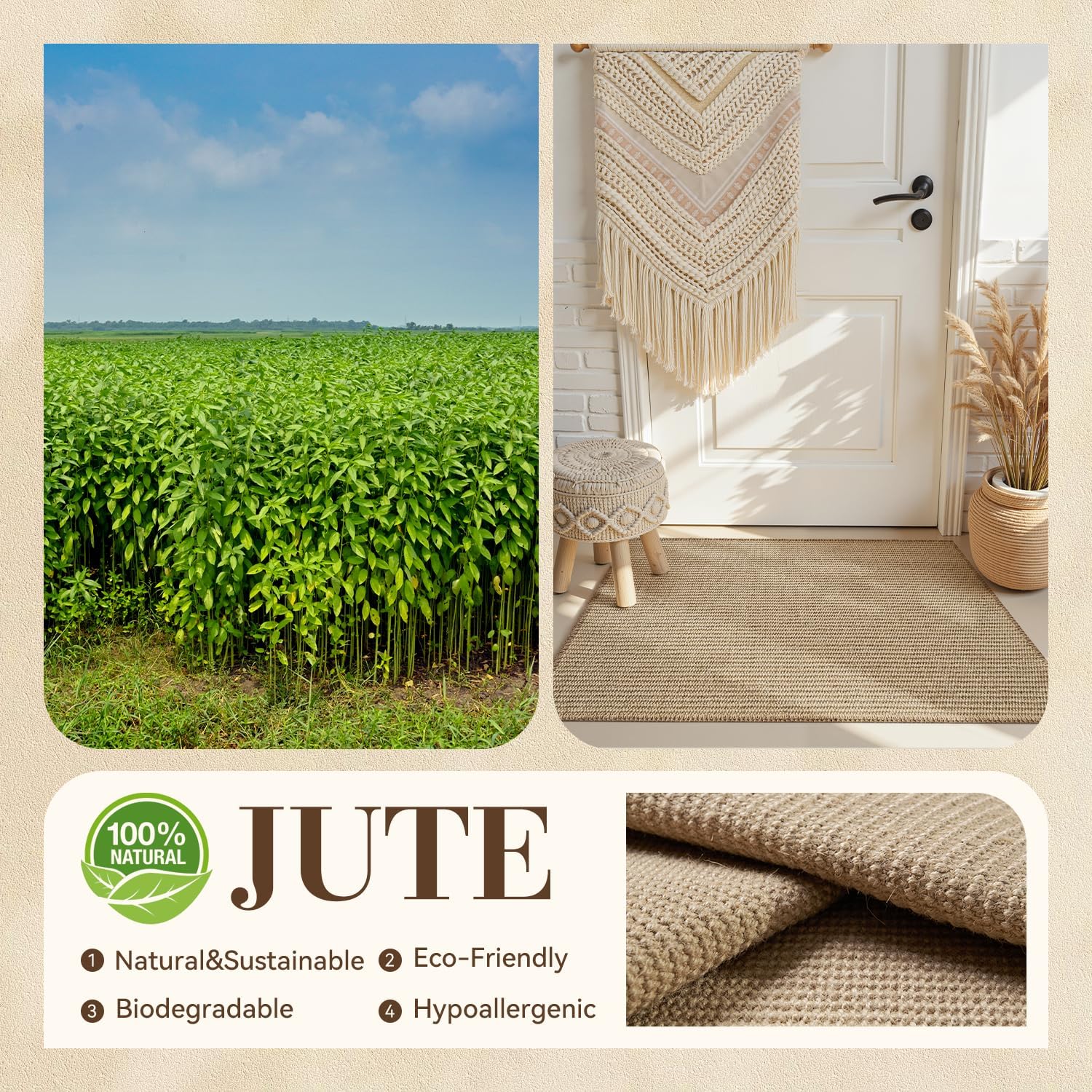 Engiw jute entryway rug close-up showing durable texture
