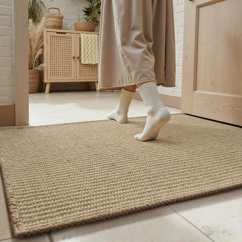 Engiw jute front door mat 17x36 with natural texture for stylish entry