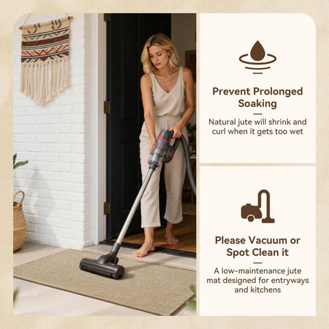 Engiw jute mat with durable shoe-scraper texture for cleaner footwear.