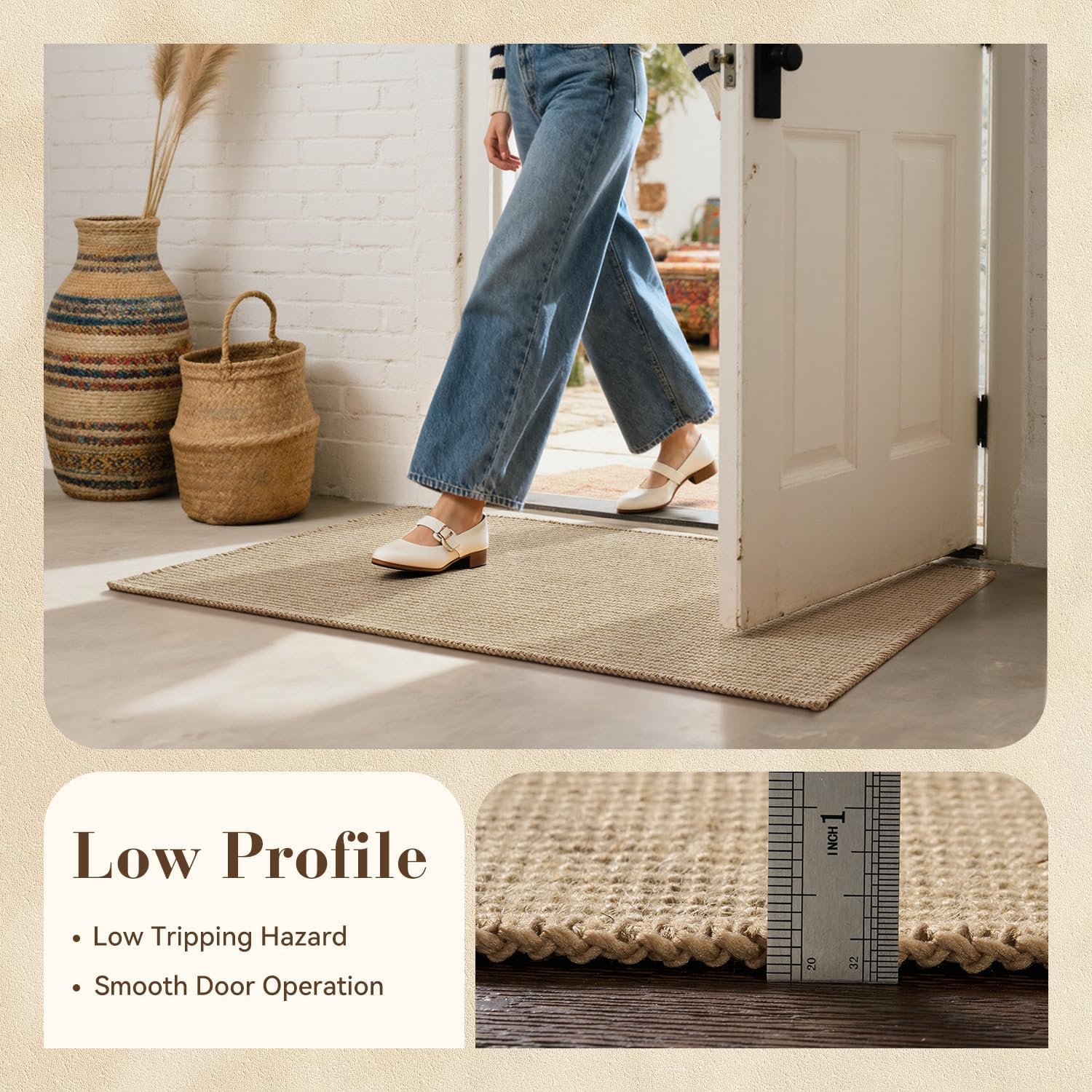 Engiw natural jute mat with hypoallergenic backing for safe indoor use