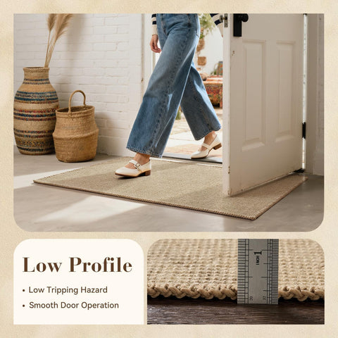 Engiw natural jute mat with hypoallergenic backing for safe indoor use