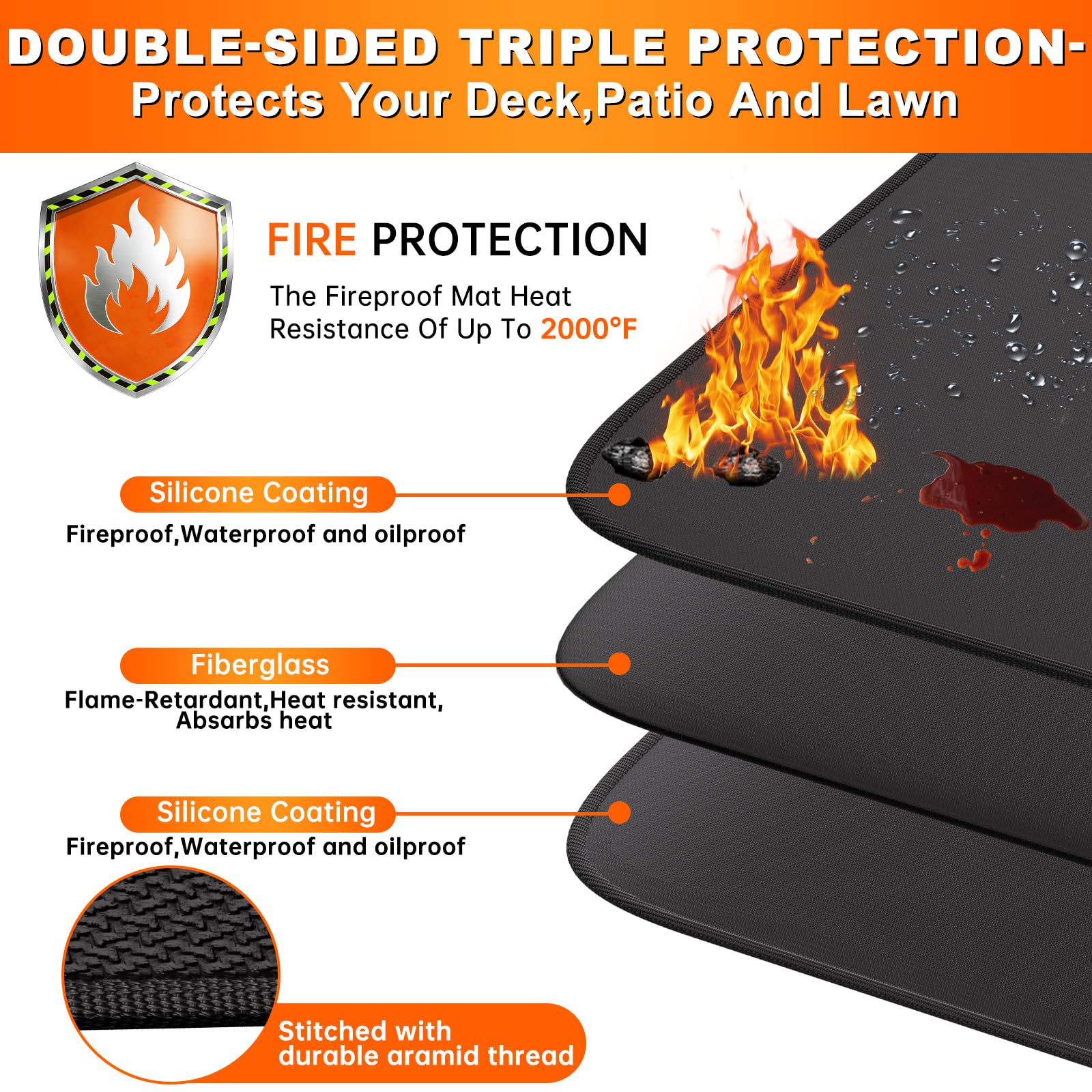 ENGPOW versatile mat suitable under grills and fire pits, indoors or outdoors.