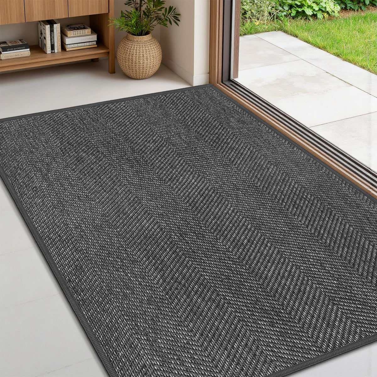 ENHASIV ultra-thin door mat 24x36 with absorbent surface protects floors.