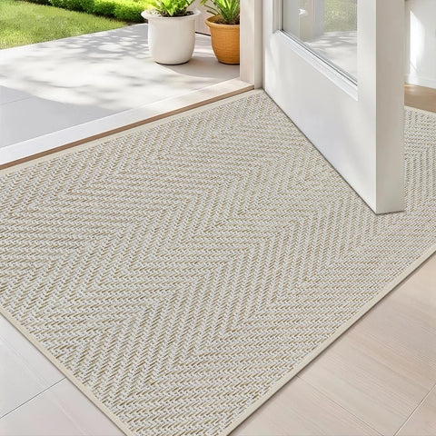 ENHASIV ultra-thin door mat khaki, front view, ideal under doors.
