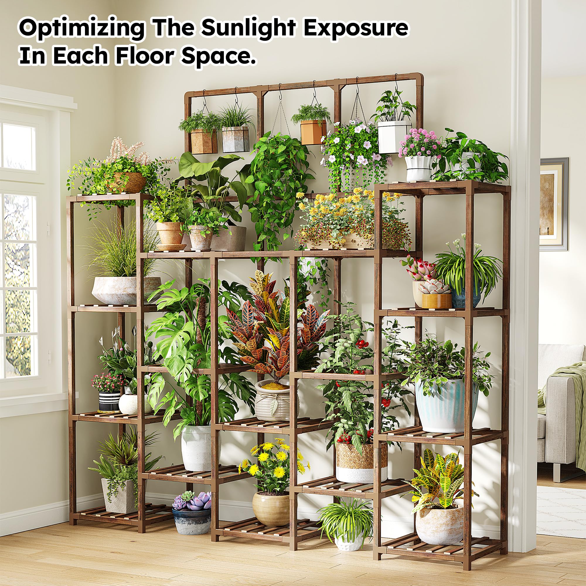 EnHomee hanging hooks for trailing plants to create layered displays.