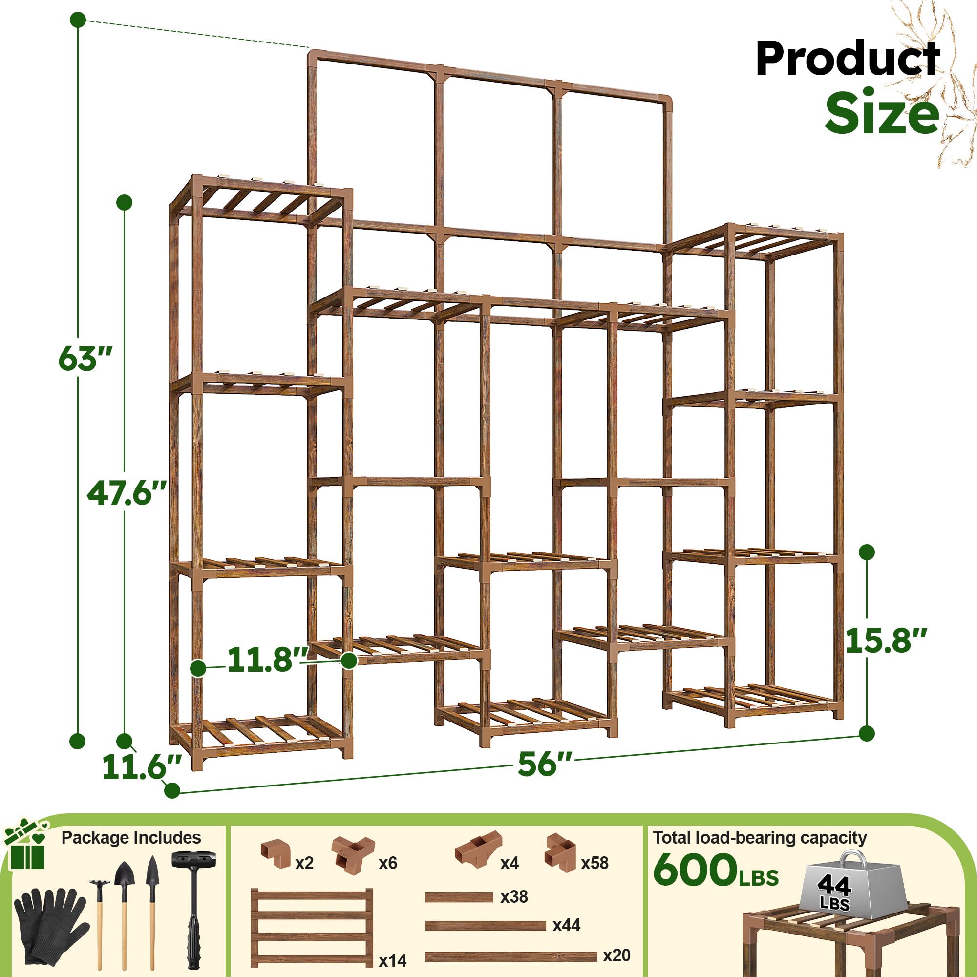 EnHomee 14-tier capacity accommodates 18–23 planters for versatile displays.