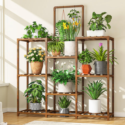 EnHomee 8-Tier Plant Stand displaying ample capacity for many indoor plants.