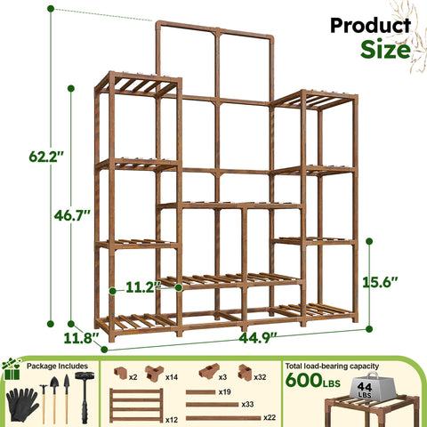 EnHomee plant stand wide footprint supports large plant collections.