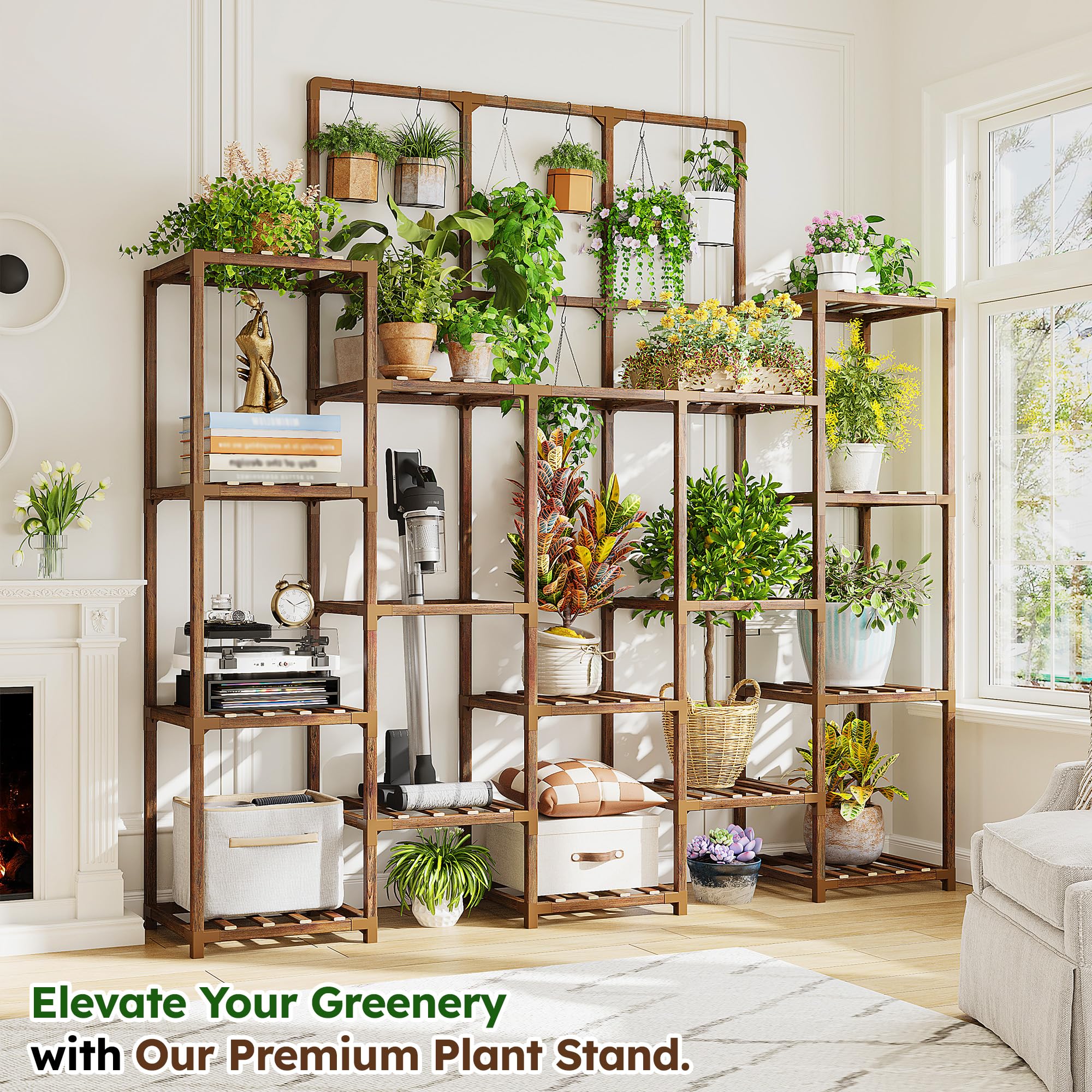 EnHomee carbonized eucalyptus wood shelf suitable for indoor and outdoor use.