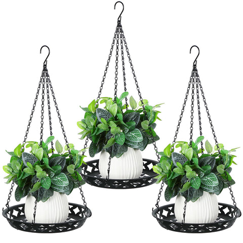 Enhon 3-pack metal plant hangers with baskets for sturdy indoor plant display