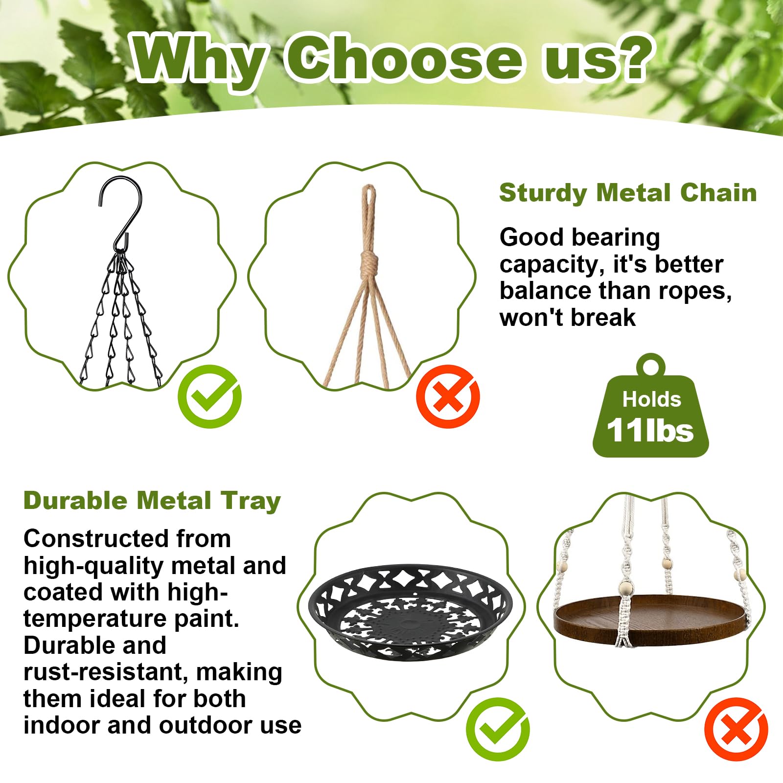 Enhon four-chain design providing stable support for heavier plants