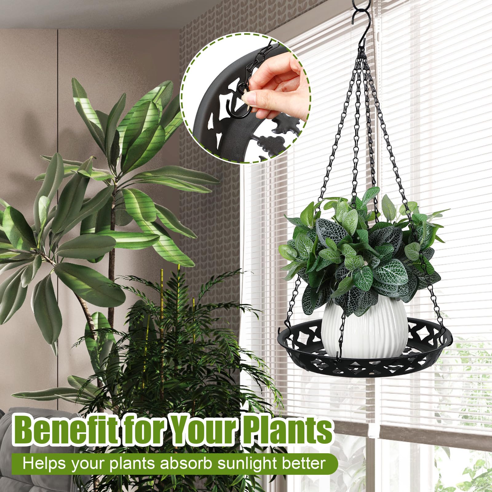 Enhon four-chain sturdy hanger distributes weight for stable plant display.