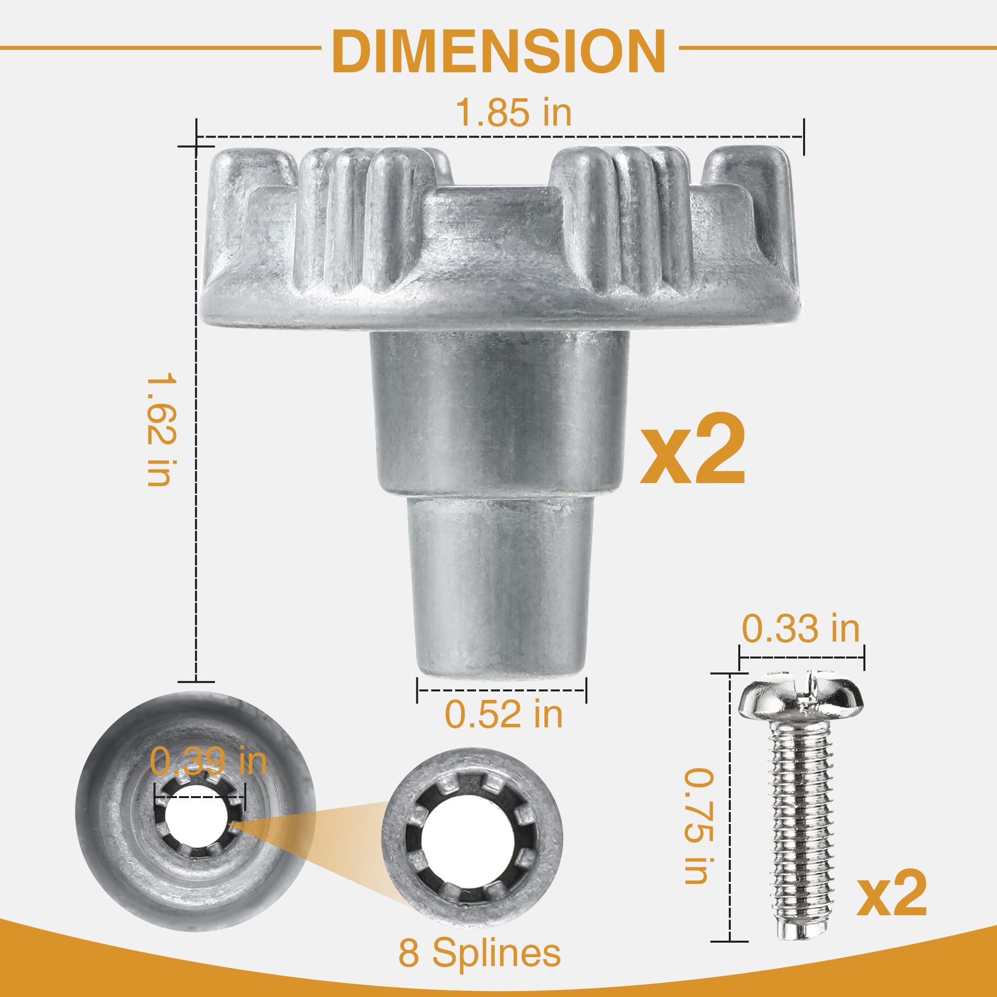 Enhon metal wheel handles for Woodford 14/17 ensure quick, tool-free upgrades.
