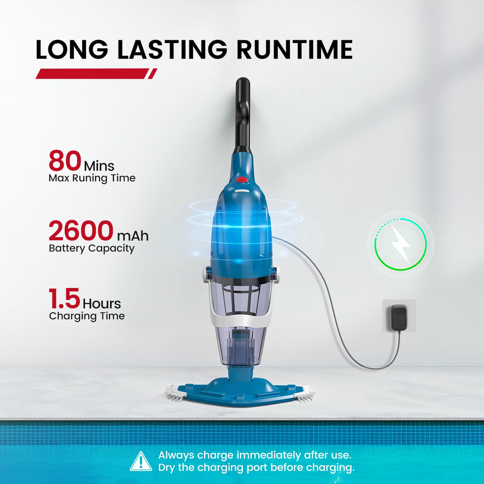 Enhulk pool vacuum offers tool-free setup for quick use