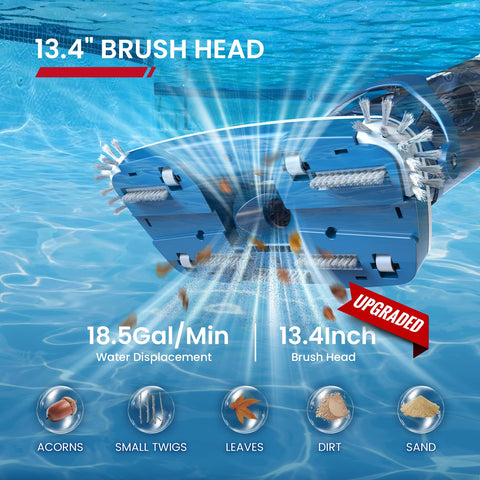 ENHULK Pro cordless pool vacuum battery showing 52Wh for longer cleaning sessions