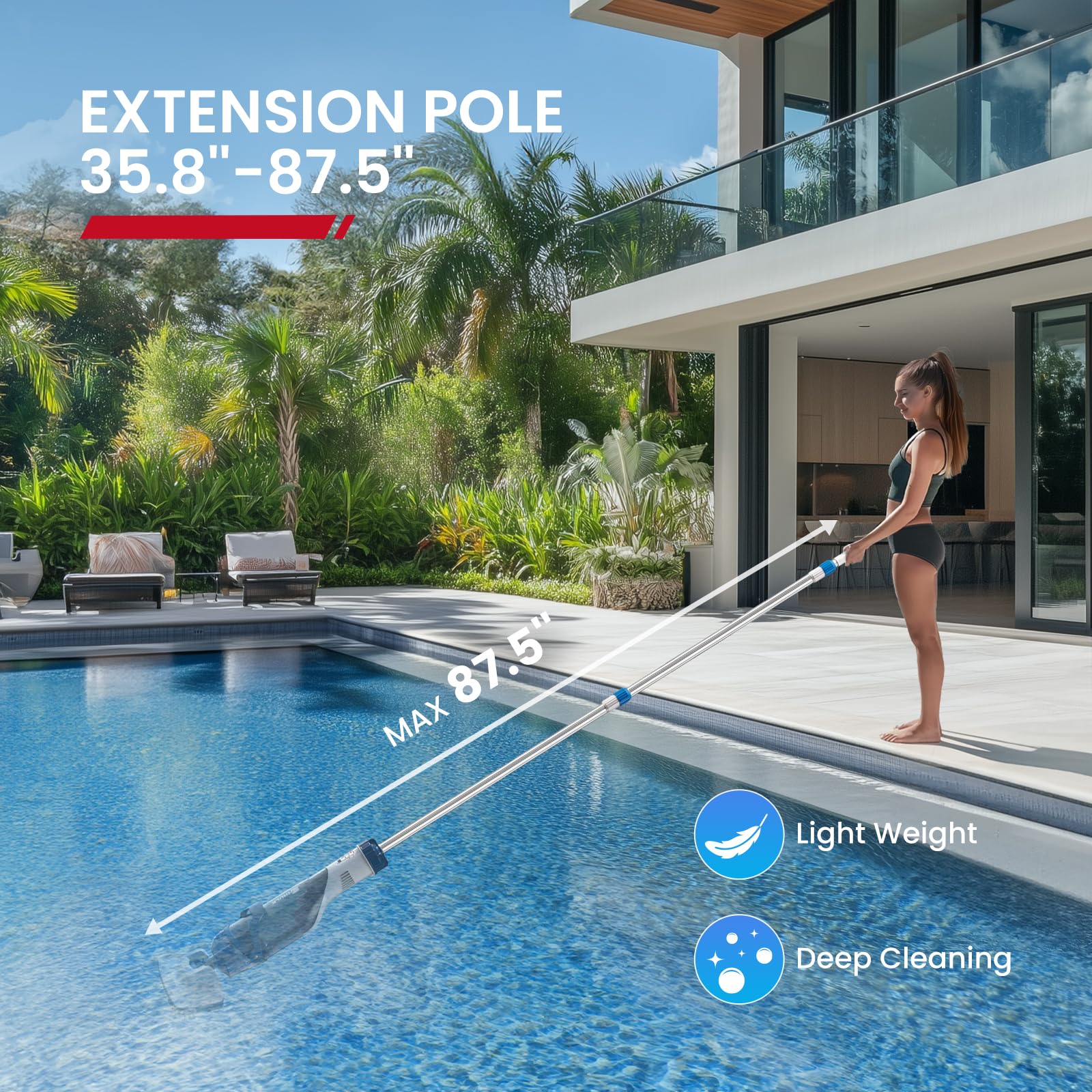 ENHULK Pro cordless pool vacuum 1.8L capacity reducing frequent emptying