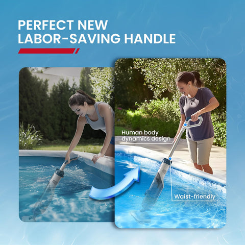 ENHULK Pro cordless pool vacuum long handle aiding in maneuvering around stairs