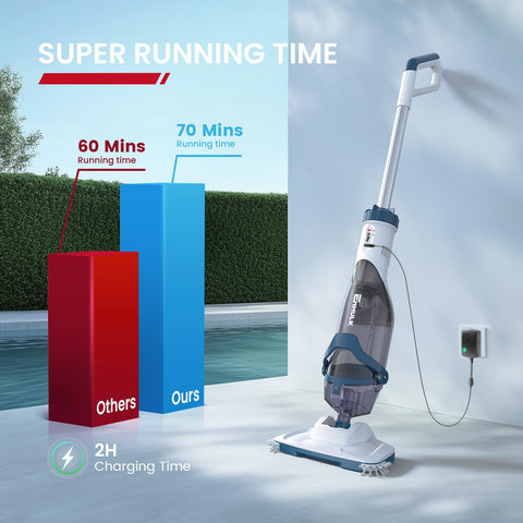 ENHULK Pro cordless pool vacuum telescopic pole extended to 87.5 inches for reach
