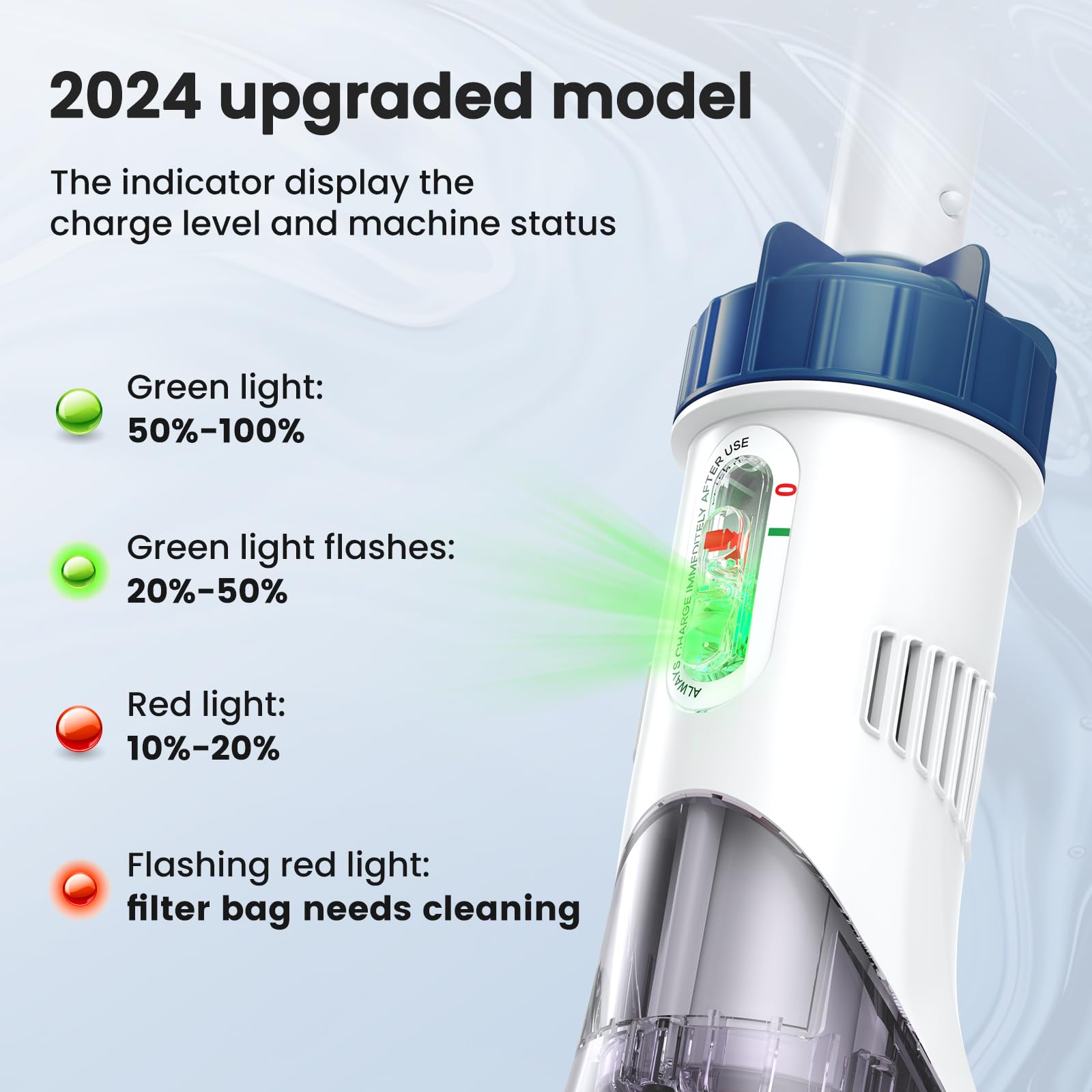 Extended telescopic pole reaches deep areas for easy cleaning with Enhulk.