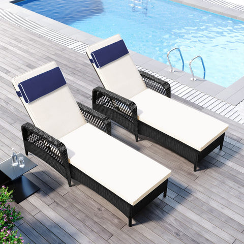 Enipate head pillow with white piping complements patio furniture