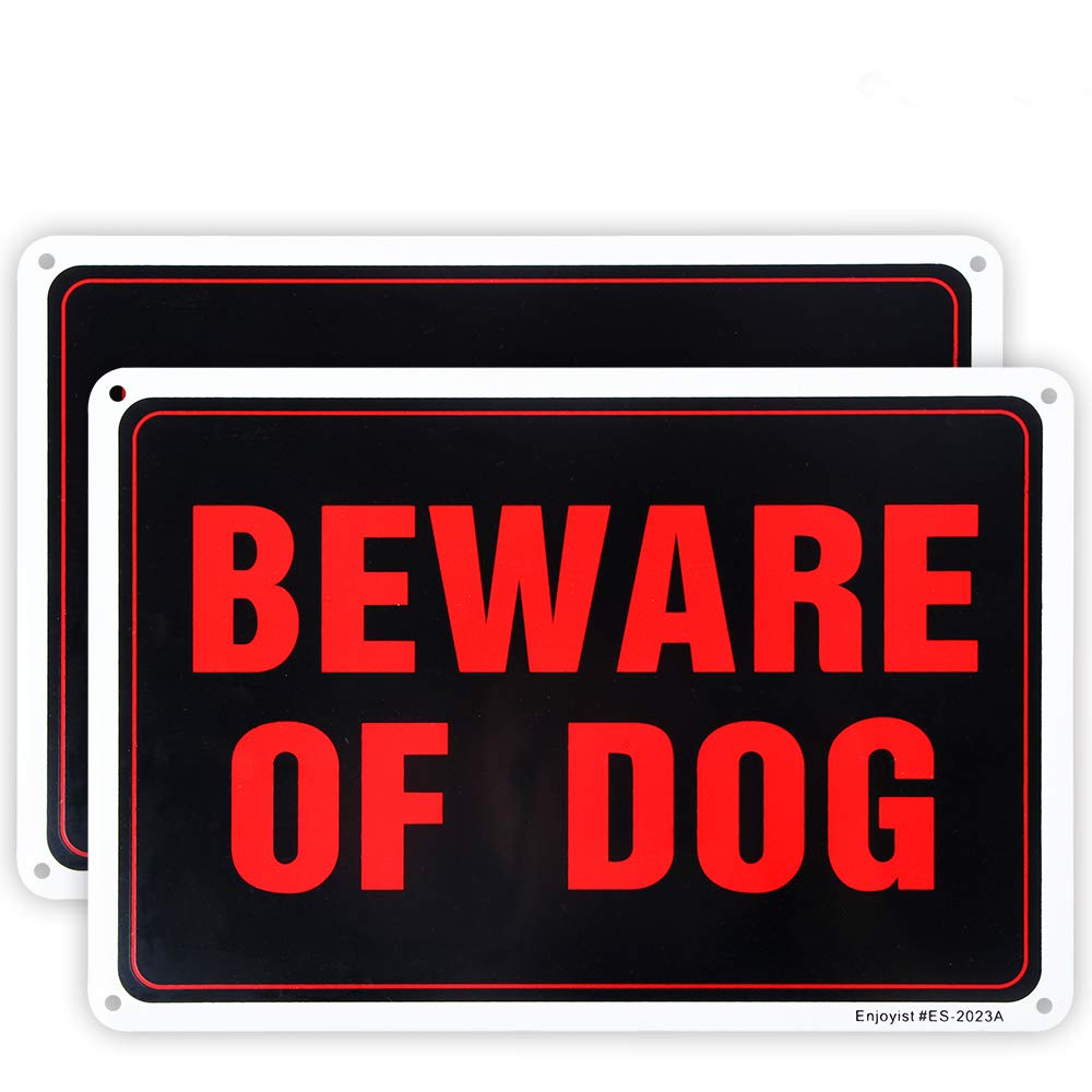 Enjoyist Beware of Dog sign 10x7 front view for outdoor visibility.