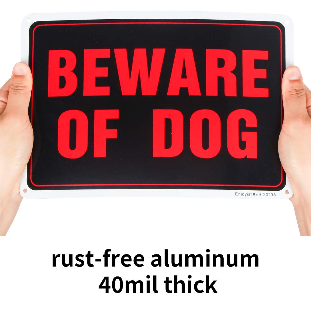 Enjoyist Beware of Dog sign with UV-protected ink prevents fading.
