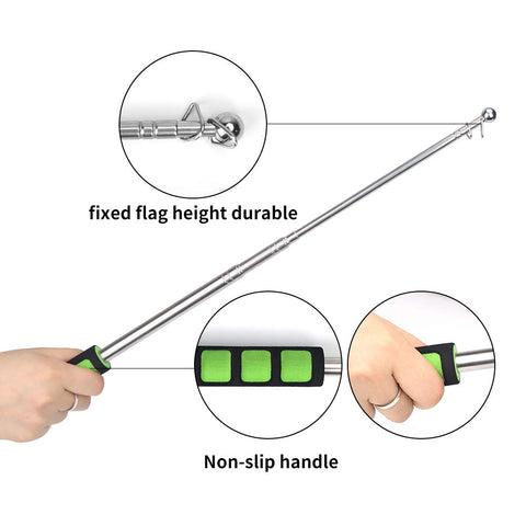 Enjoyist flagpole 63-inch black-green pointed head with lanyard for outdoors.