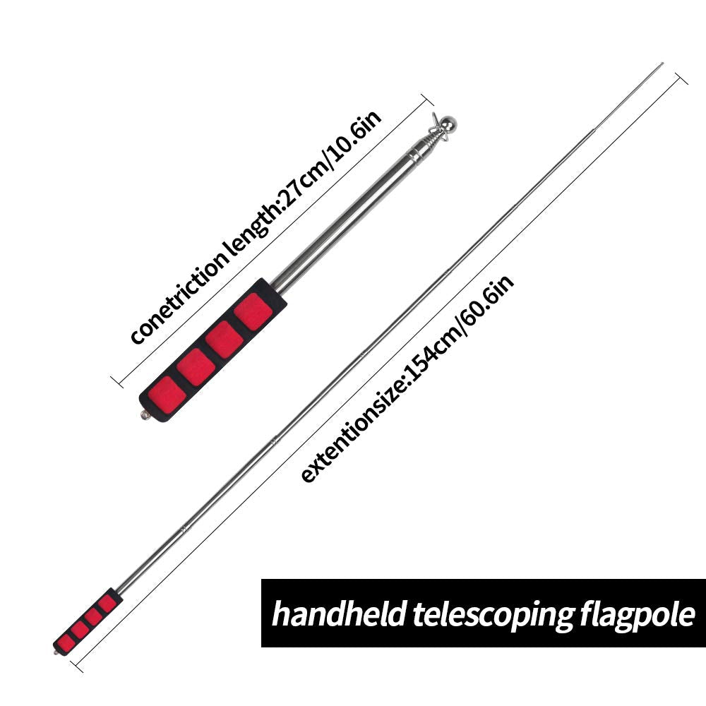 Enjoyist flagpole 63-inch black-red pointed head with secure lanyard.