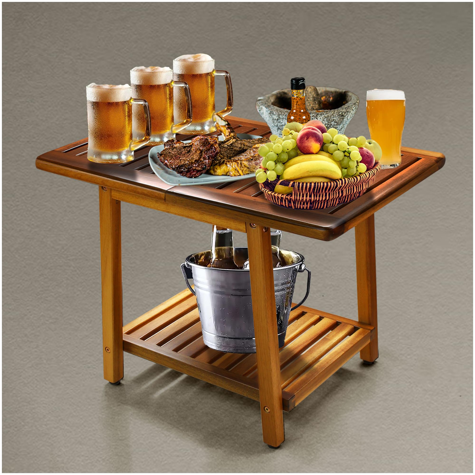 Simple assembly shown with ENKEZI Acacia table and included hardware