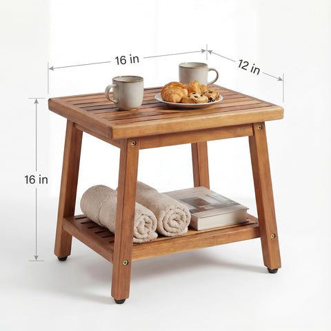 Enkezi acacia wood outdoor table with teak finish