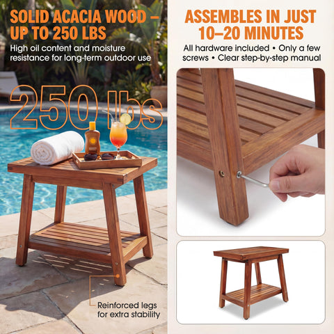 Enkezi weather-resistant outdoor side table with drainage