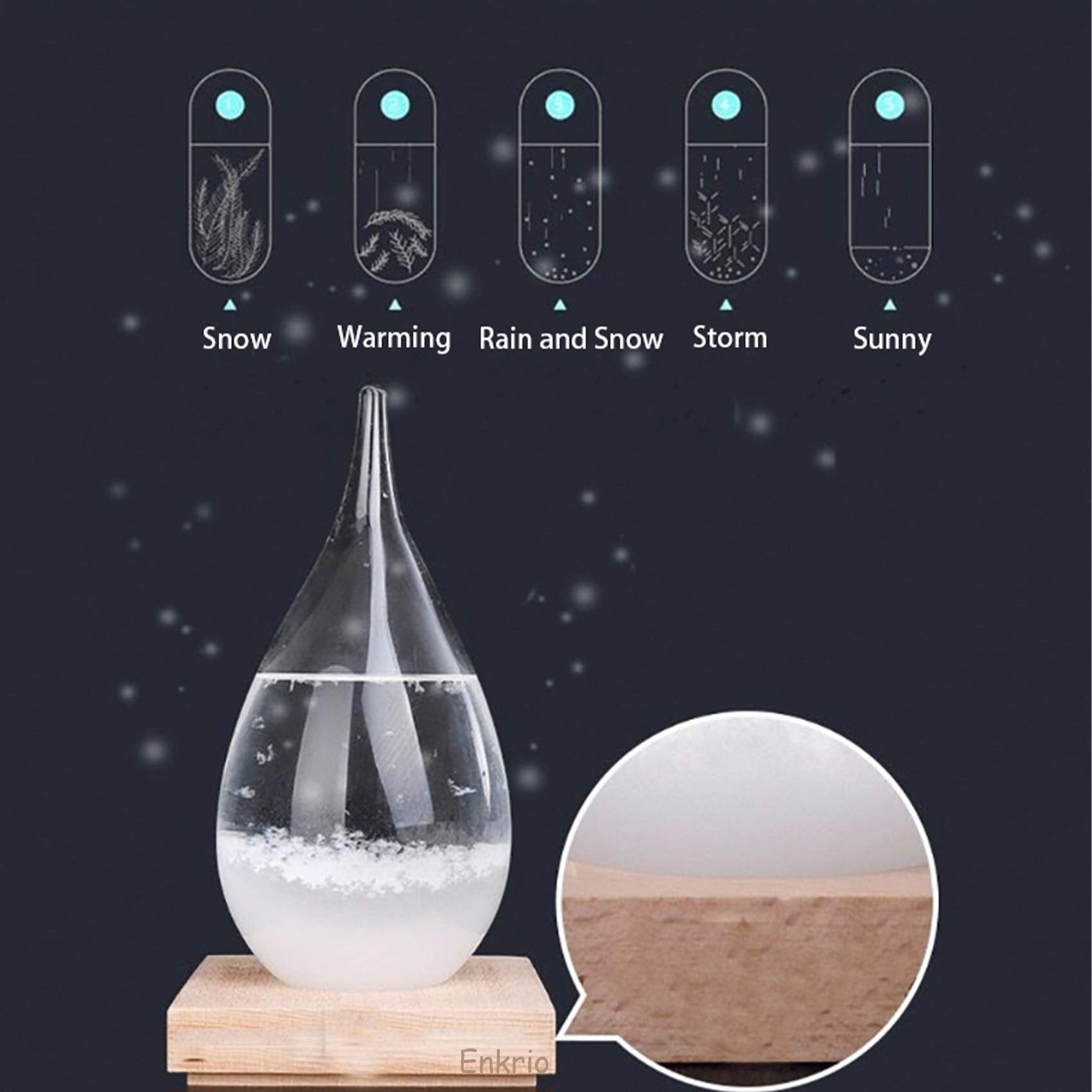Enkrio storm glass small size fits cozy bedroom desks.