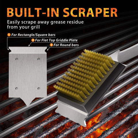 ENLOY ergonomic angled design improves control while scraping grill grates