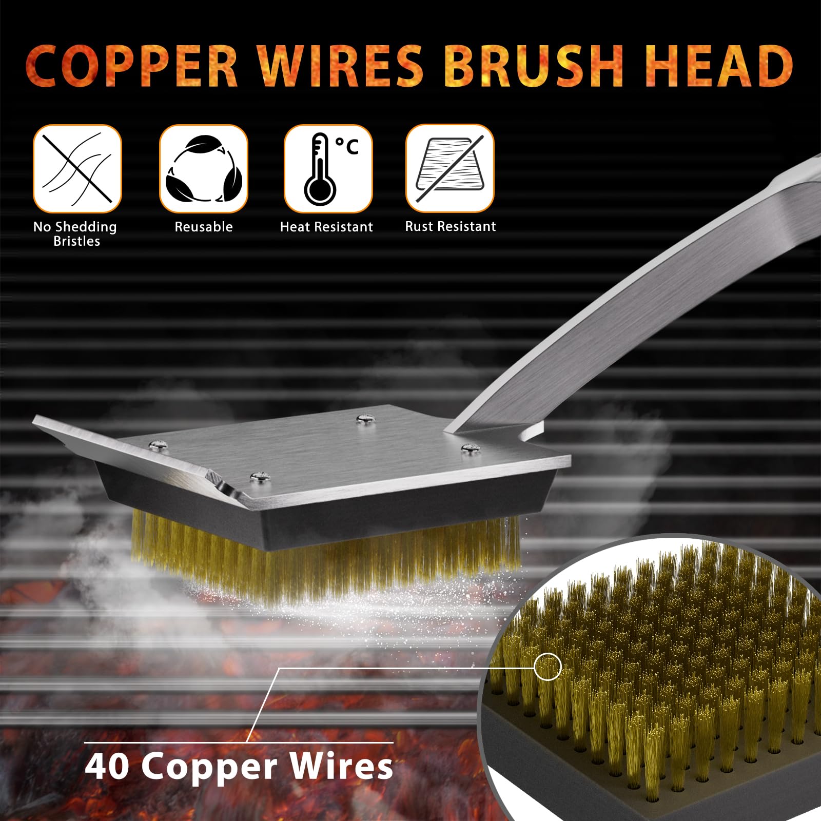 ENLOY replaceable copper wire head for high-temperature, corrosion-resistant cleaning