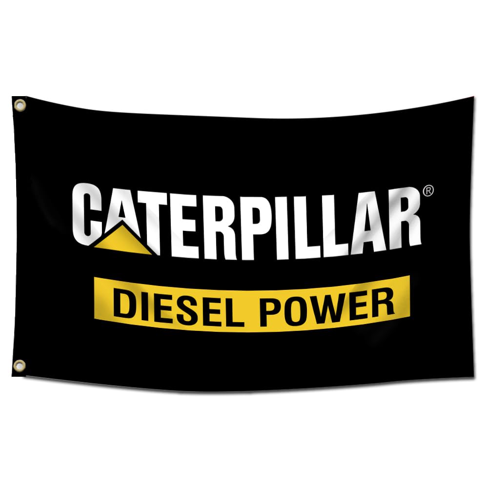 ENMOON Cat Diesel Power flag closeup weave shows durable polyester for long-lasting display
