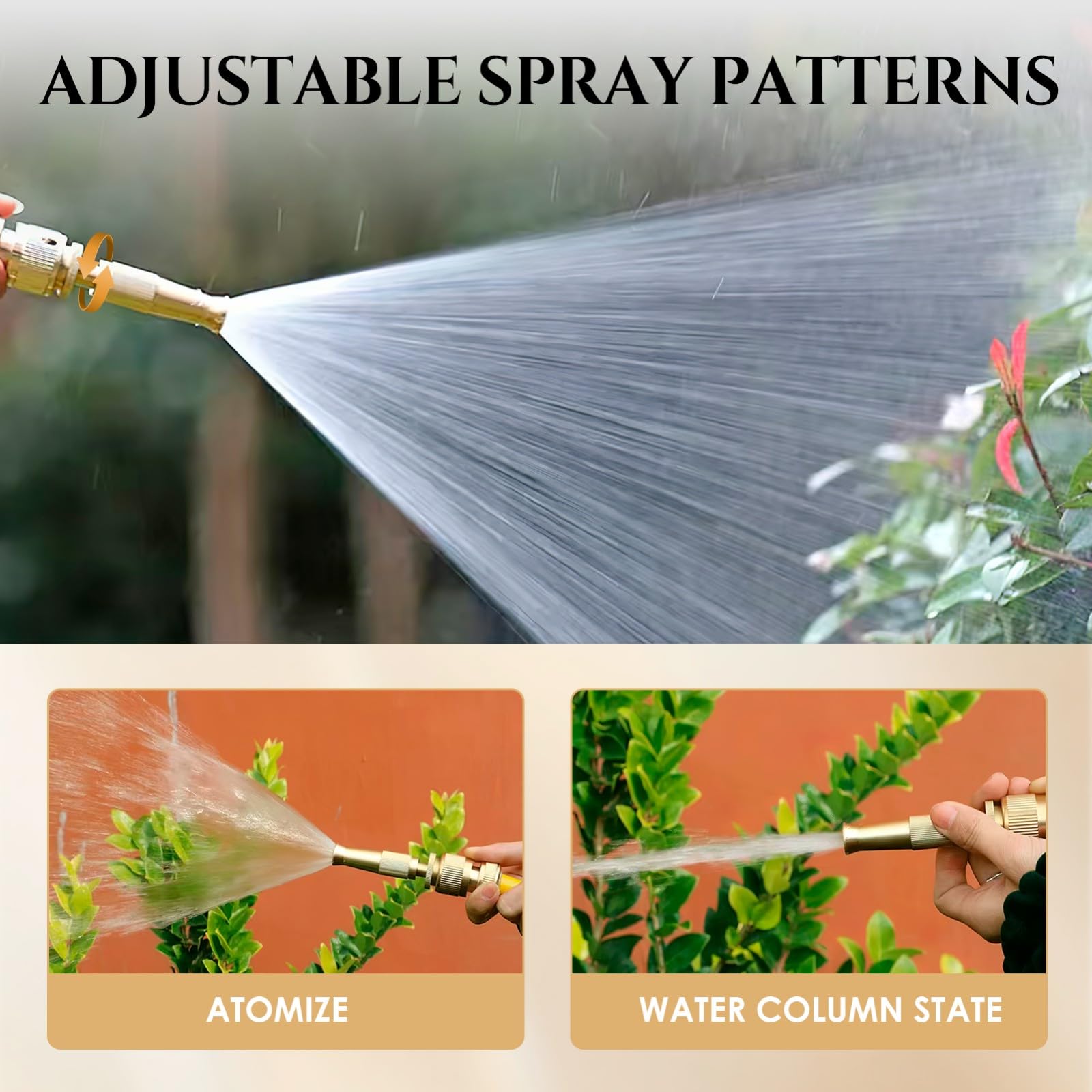 ENNSOO brass hose nozzle with grip friendly design for easy handling.