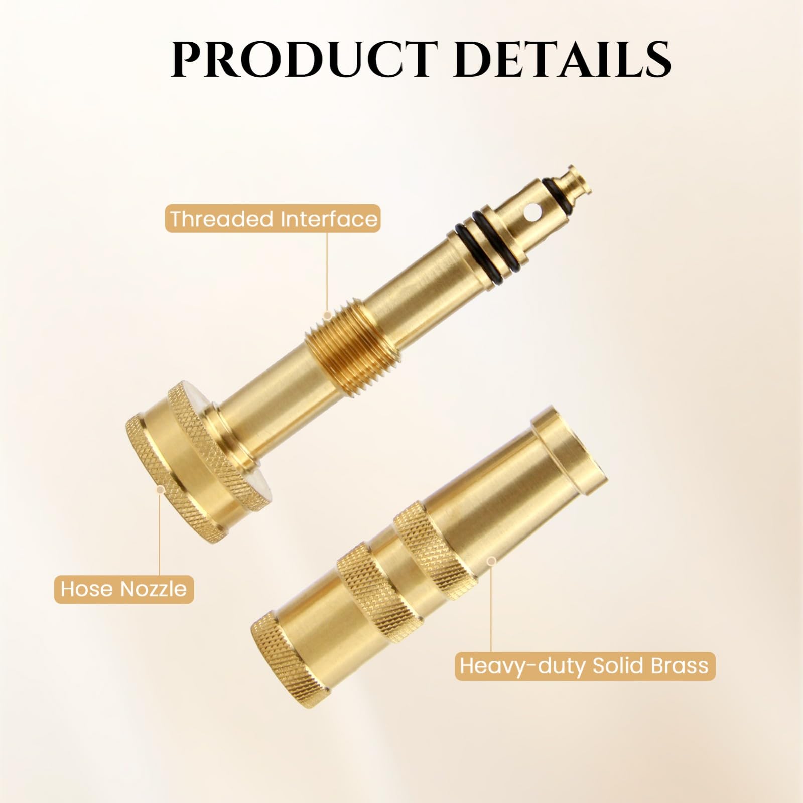 ENNSOO brass hose nozzle highlighting leak proof O-rings for seal.