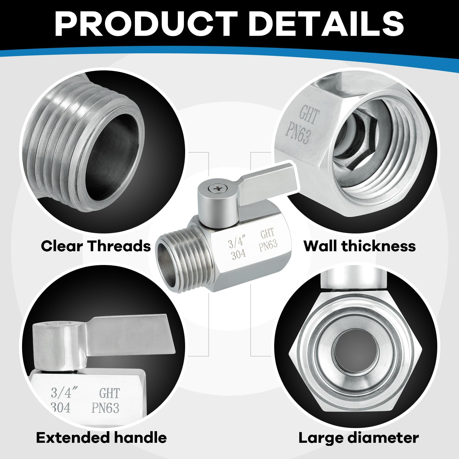 Enoch's Land 304 stainless steel construction resists corrosion in outdoor irrigation