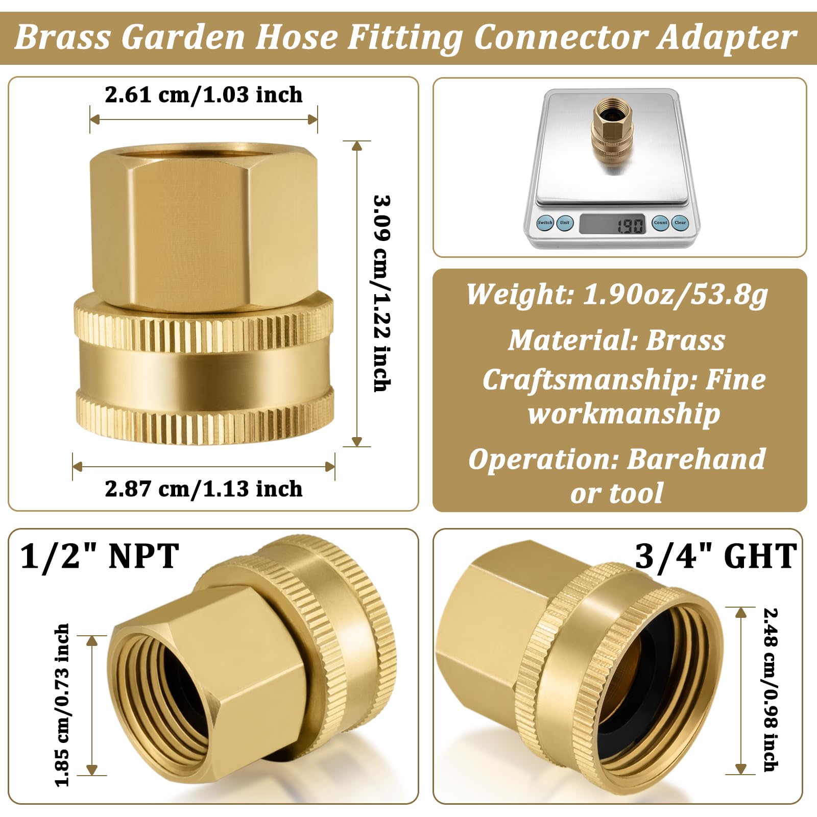 Enoch's Land double female swivel connector ready for seamless hose fittings.