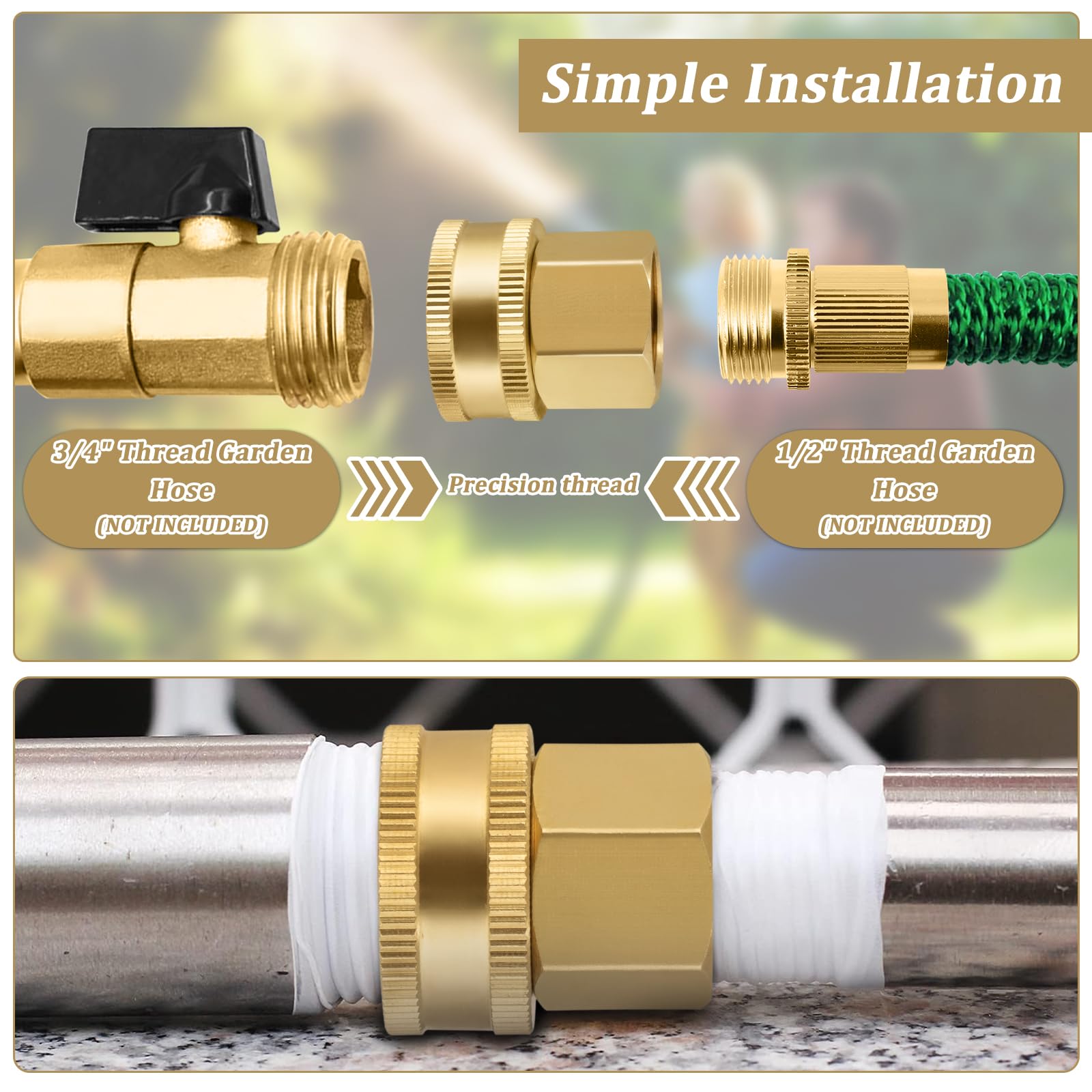 Enoch's Land 3/4 GHT to 1/2 NPT adapter showing thread conversion.