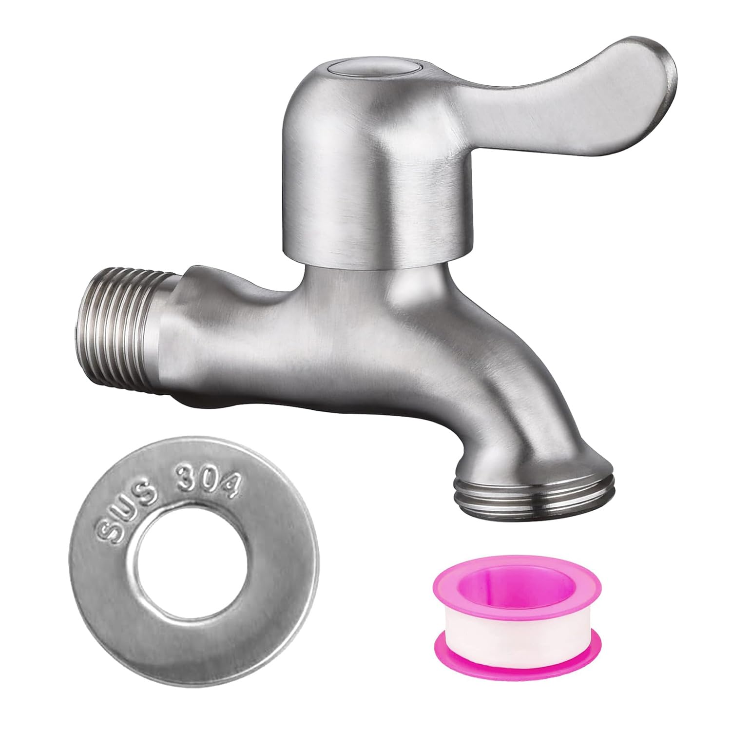 Enoch's Land stainless steel bibb body shown for outdoor durability