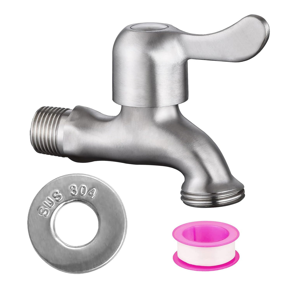 Enoch's Land stainless steel bibb body shown for outdoor durability