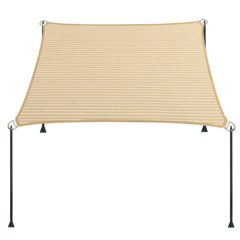 ENOCHZANG 5x8 beige straight-edge sun shade sail for patio, breathable UV protection.
