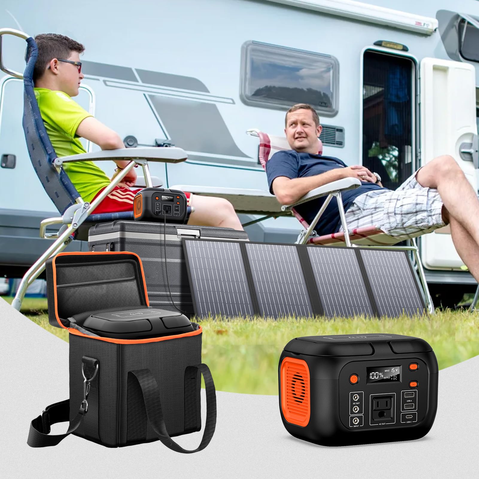 ENOFLO portable power bag side view highlights easy transport.