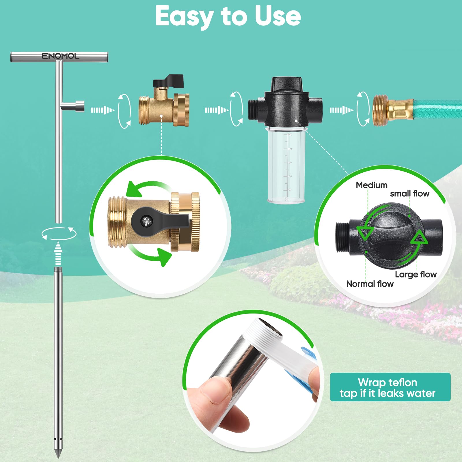 enomol tool pushed through soil and gravel to promote deeper root growth.