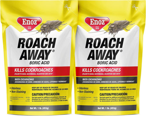 Enoz Roach Away boric acid powder two-pack ready for indoor pest control